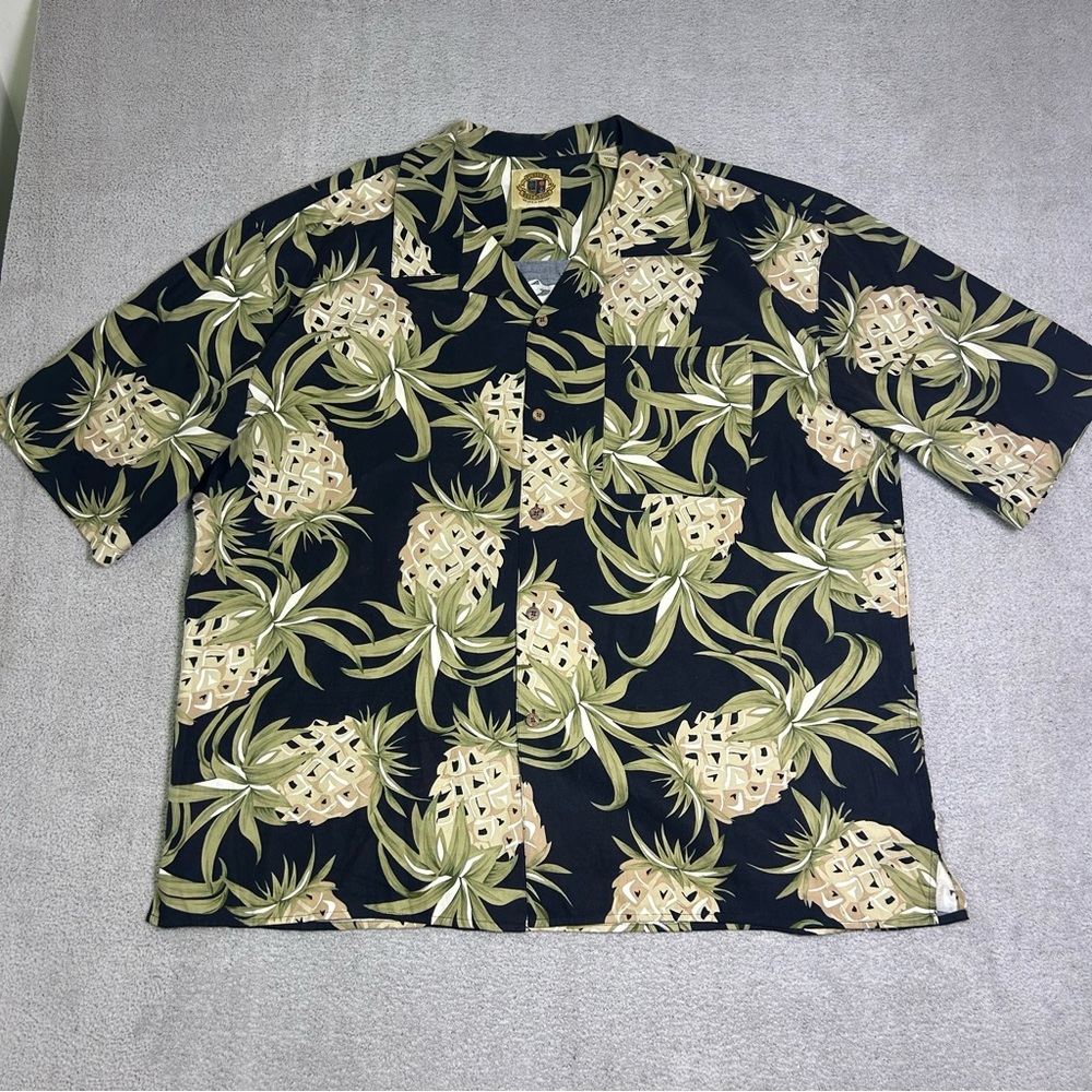 Vintage Pussers West Indies Hawaiian Shirt Men’s XL Pineapple Floral AOP Silk